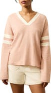 Faherty Sunwashed Slub V-Neck Long Sleeve Organic Cotton Top