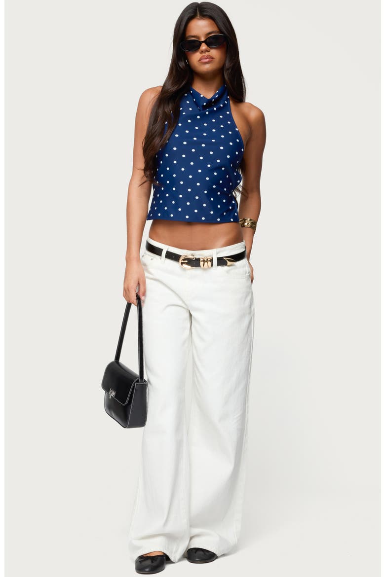 Raiya Polka Dot Open Back Halter Top, Alternate, color, NAVY