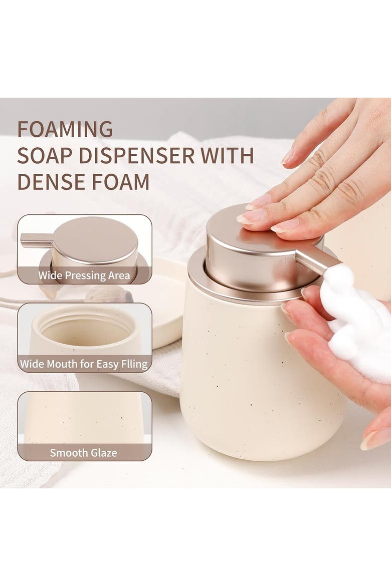 Modern 3-Piece Foaming Bathroom Set Recycled Eco-Clay, Alternate, color, Apricot