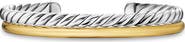 David Yurman DY Mercer® Two Row Cuff Bracelet in Sterling Silver with 18K Yellow Gold, 8mm