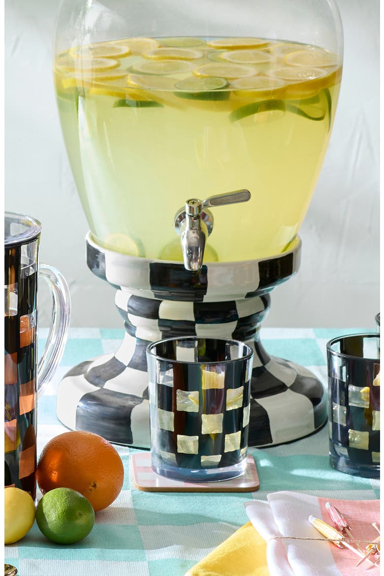 Set of 4 Black Check Acrylic Tumblers, Alternate, color, BLACK