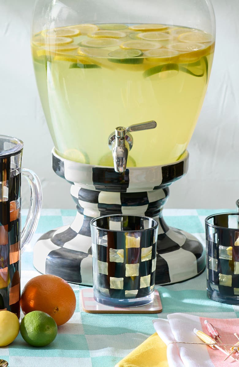 MACKENZIE CHILDS Set of 4 Black Check Acrylic Tumblers, Alternate, color, Black