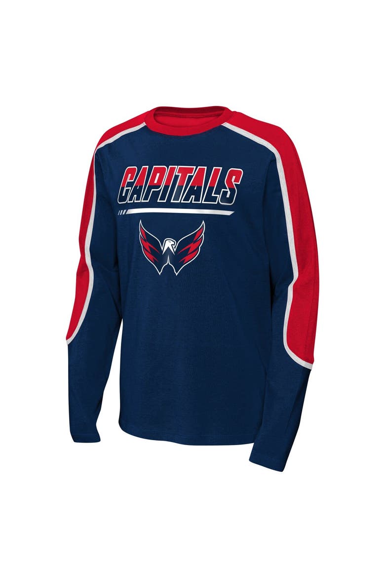 Youth Navy/Red Washington Capitals Pro Assist Long Sleeve T-Shirt, Alternate, color, Navy