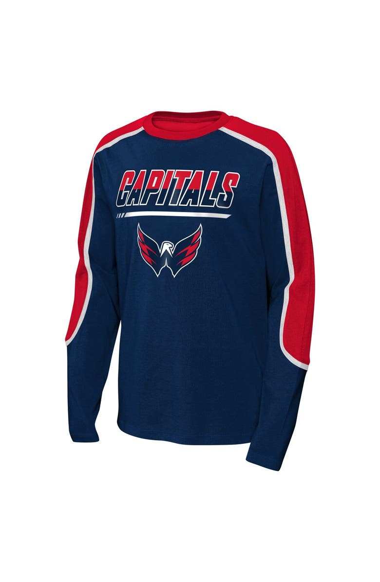 Outerstuff Youth Navy/Red Washington Capitals Pro Assist Long Sleeve T-Shirt, Alternate, color, 