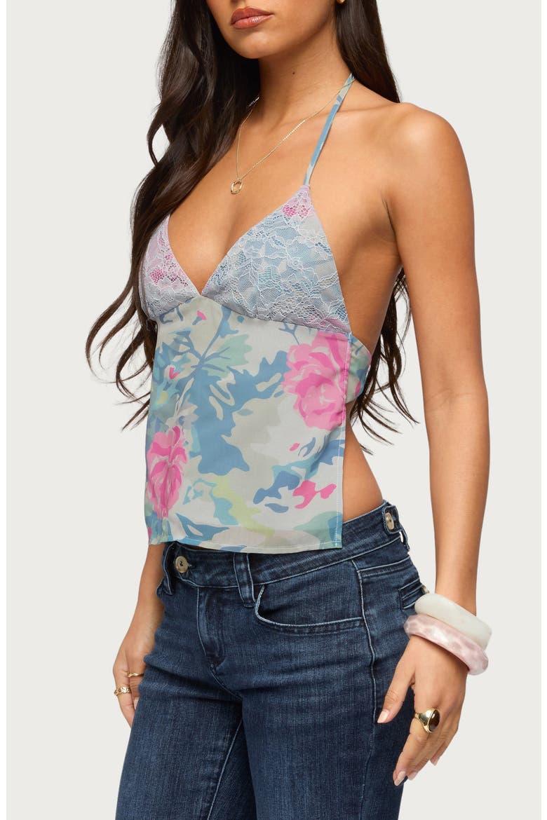 Bloomey Floral Print Halter Top, Alternate, color, MIX