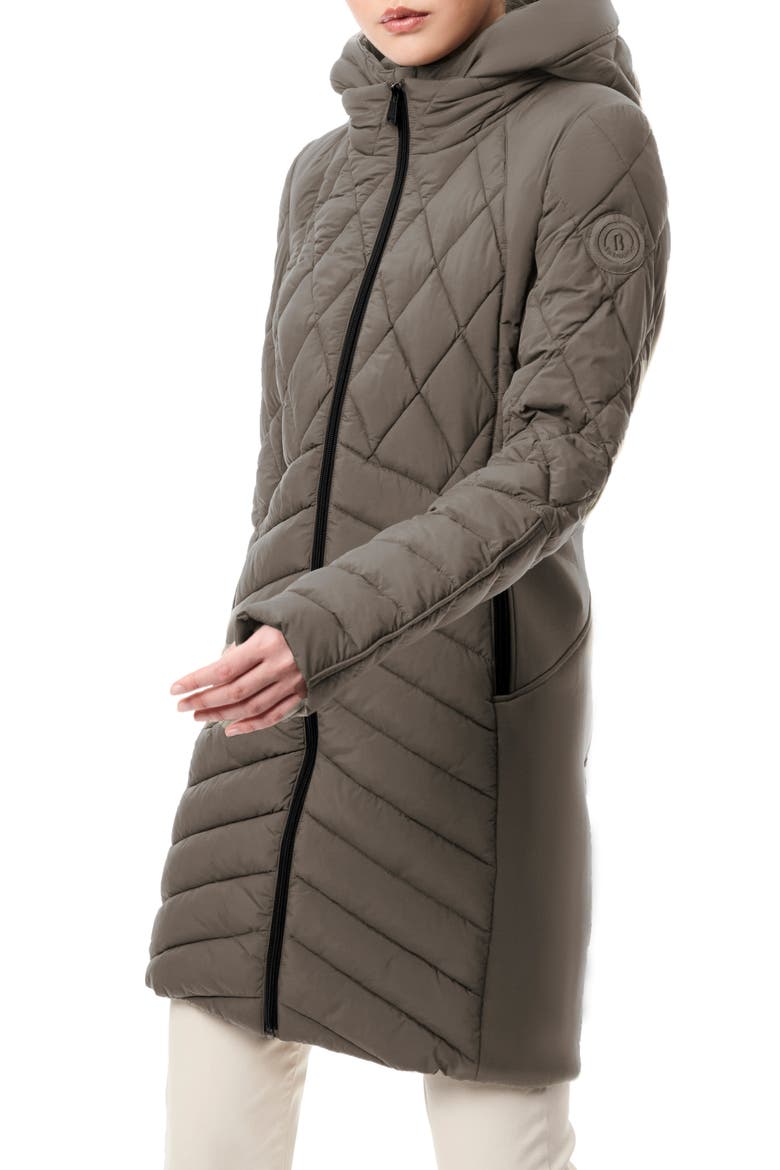 Mixed Media Water Resisant Quilted Puffer Jacket, Alternate, color, LIQUID METAL