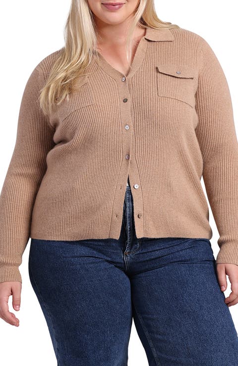 Rib Cashmere Cardigan (Plus)
