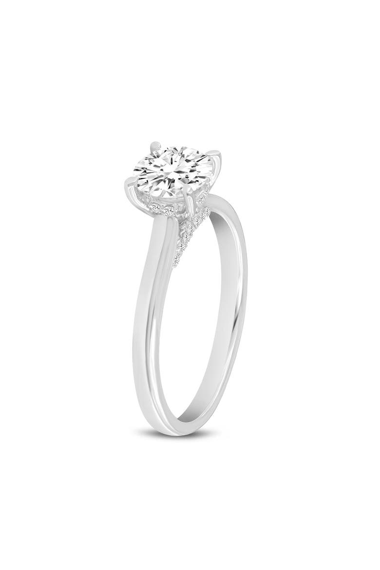 14K White Gold Round Cut Lab Grown Diamond Hidden Halo Engagement Ring - 1.23 ctw, Alternate, color, 14K White Gold
