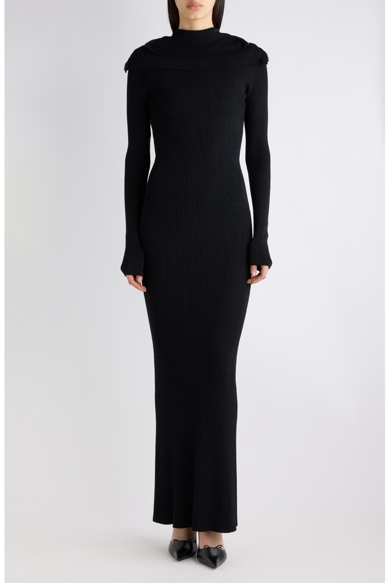 Long Sleeve Rib Maxi Sweater Dress, Main, color, 1000 BLACK