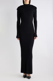 Balenciaga Long Sleeve Rib Maxi Sweater Dress