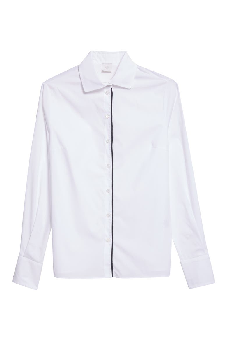 Piped Placket Button-Up Shirt, Alternate, color, 01 WHITE