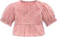 Mini Boden Kids' Floral Embroidered Peplum Top