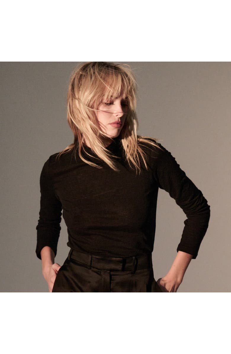 Majestic Filatures Cotton Cashmere Long Sleeve Turtleneck, Main, color, Noir