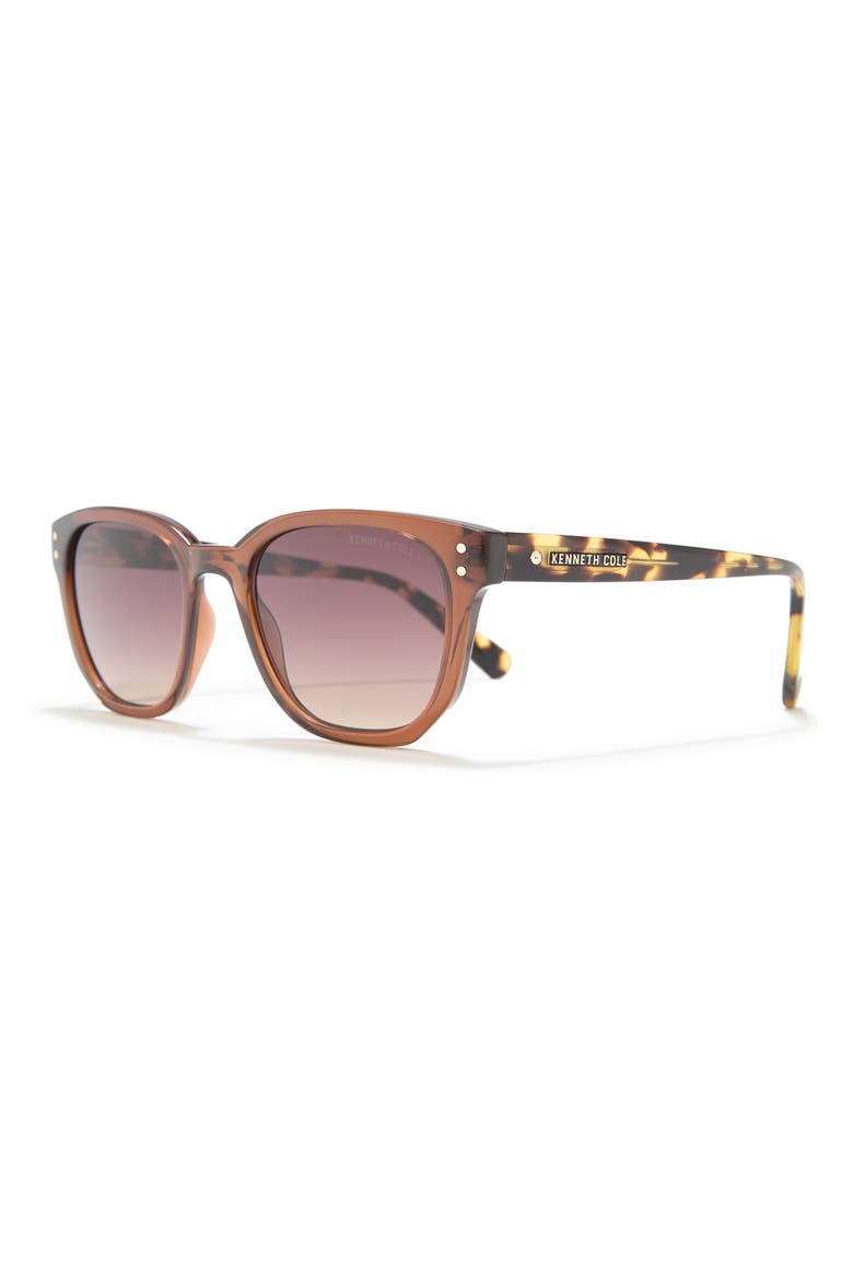 52mm Square Sunglasses, Alternate, color, SHINY DARK BROWN / BROWN