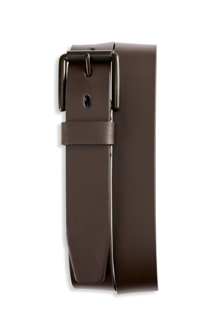 Big & Tall Leather Belt, Main, color, BROWN
