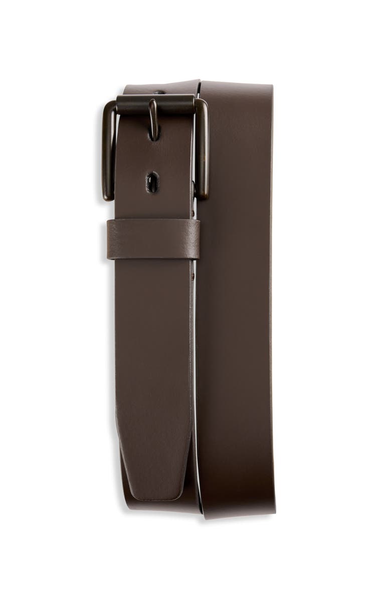 Harbor Bay by DXL Big & Tall Leather Belt, Main, color, Brown