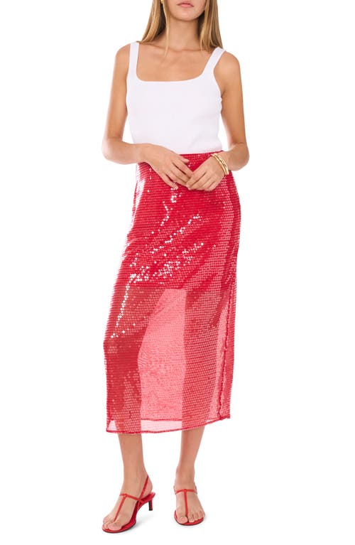 1.state Sequin Midi Skirt In Studio Red