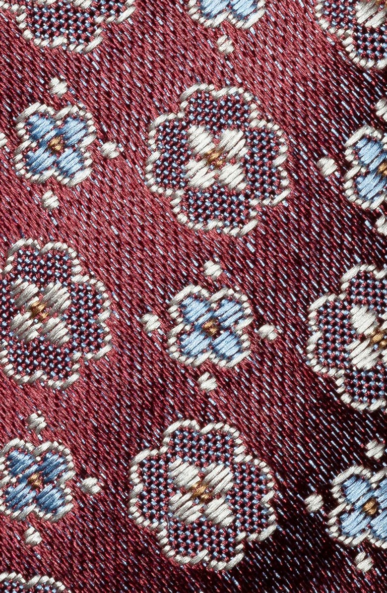 Eton Floral Jacquard Silk Tie, Alternate, color, Medium Red