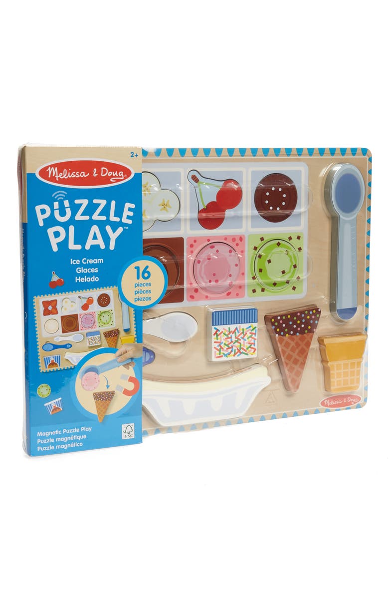 Melissa & Doug Wooden Magnetic Ice Cream 16-Piece Puzzle & Playset, Main, color,