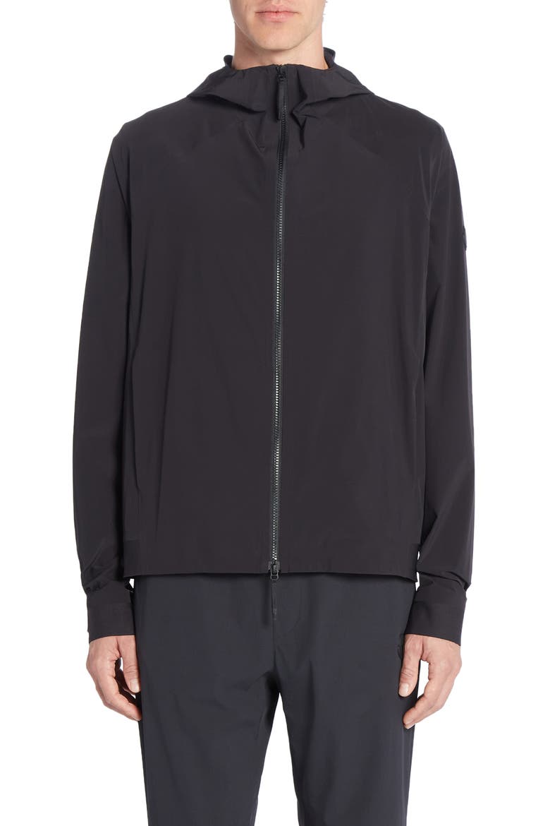 Kurz Hooded Water Repellent Windbreaker, Main, color, BLACK