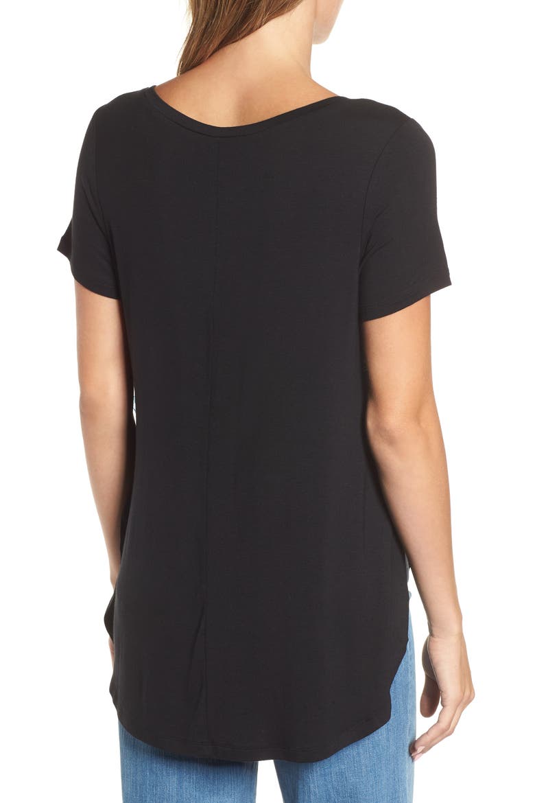 Short Sleeve Shirttail Tee, Alternate, color, BLACK