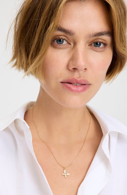 Kate Spade New York Pave Butterfly Pendant Necklace In Gold Tone, 16-19 In Clear/gold.