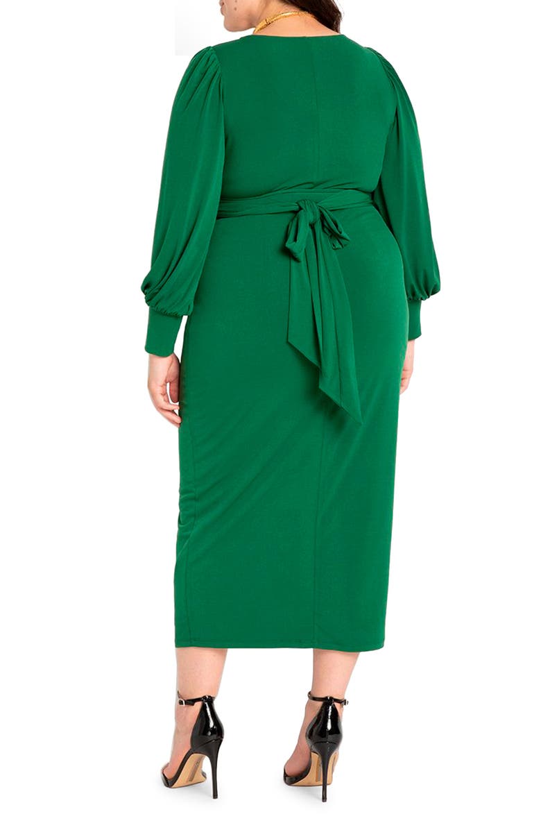 ELOQUII Cross Front Midi Dress, Alternate, color,