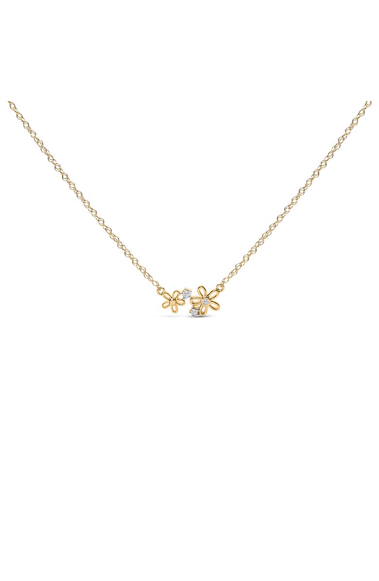 Haus of Brilliance 14K Yellow Gold Plated Sterling Silver Diamond Accent Floral Pendant Necklace, Main, color, Yellow Gold Over Silver