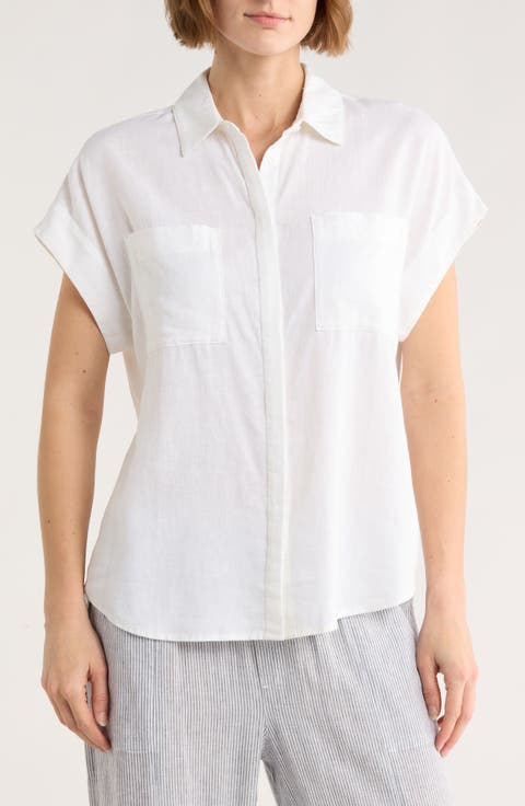 Double Pocket Linen Blend Camp Shirt