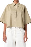 AGOLDE Merrin Short Sleeve Cotton Poplin Button-Up Shirt