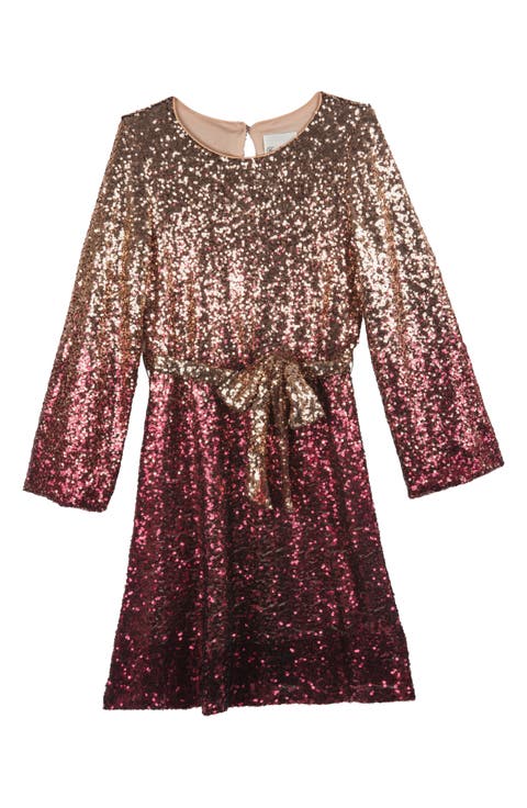 Kids' Sequin Long Sleeved Dress