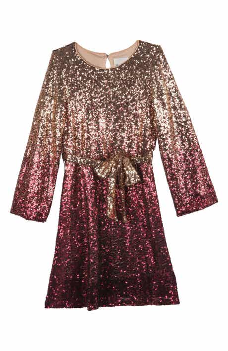 Kids' Sequin Long Sleeved Dress