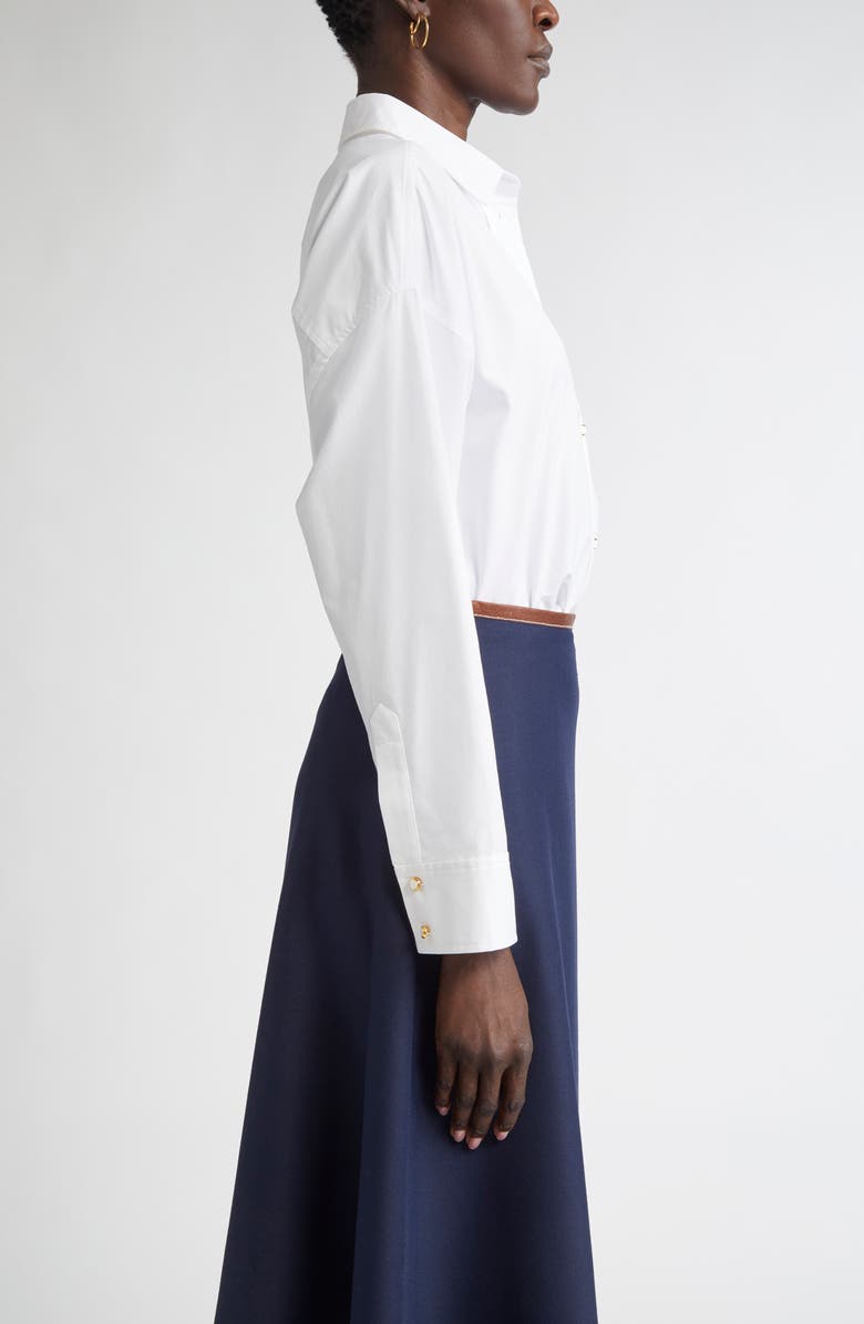 ST. JOHN Cotton Poplin Button-Up Shirt, Alternate, color, Classic White