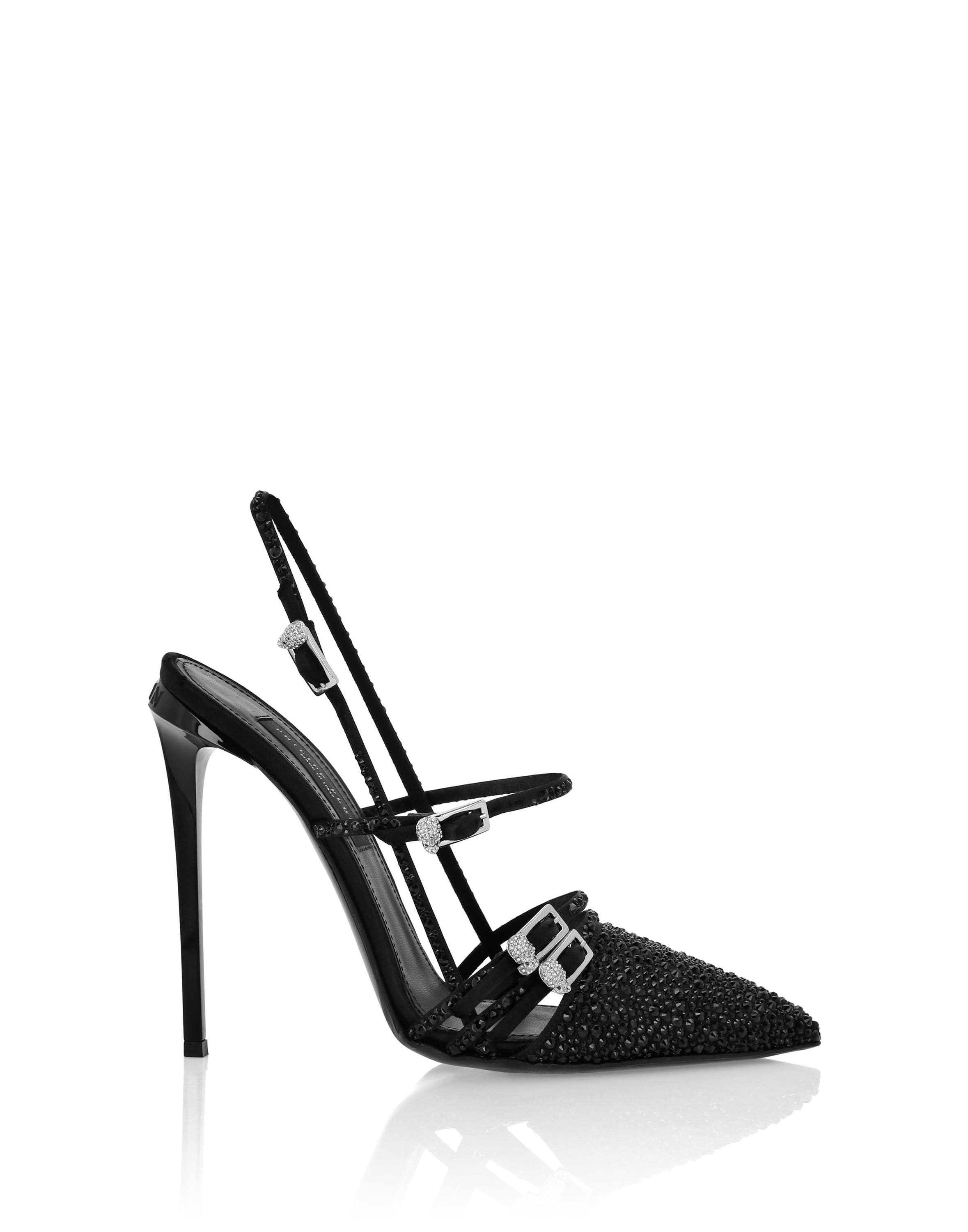 Multi-Strap High-Heel Slingbacks 12 Mix Strass Women, Alternate, color, black