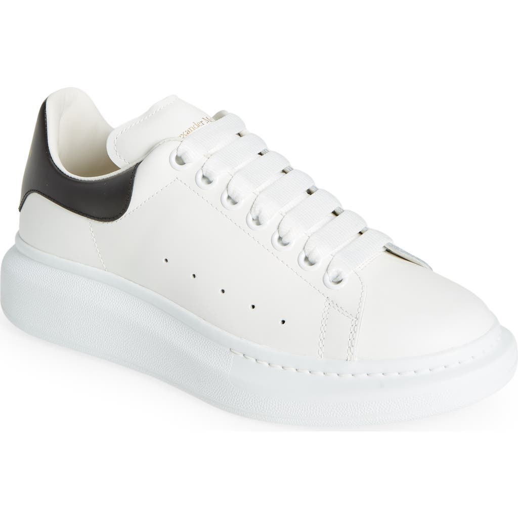 Alexander Mcqueen Oversized Calf Leather Sneakers With Chunky Rubber Sole In Metallic