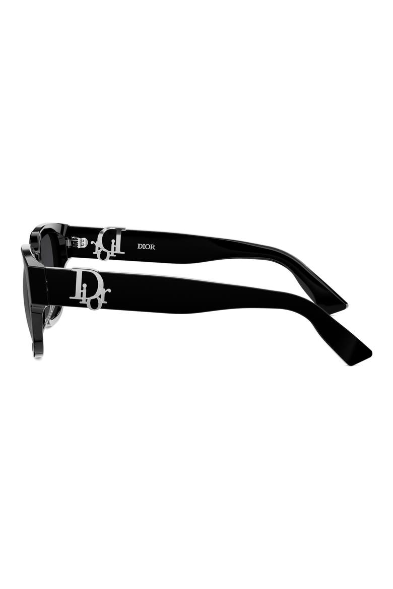 'DiorOblique S1I 53mm Square Sunglasses, Alternate, color, SHINY BLACK / GRADIENT SMOKE