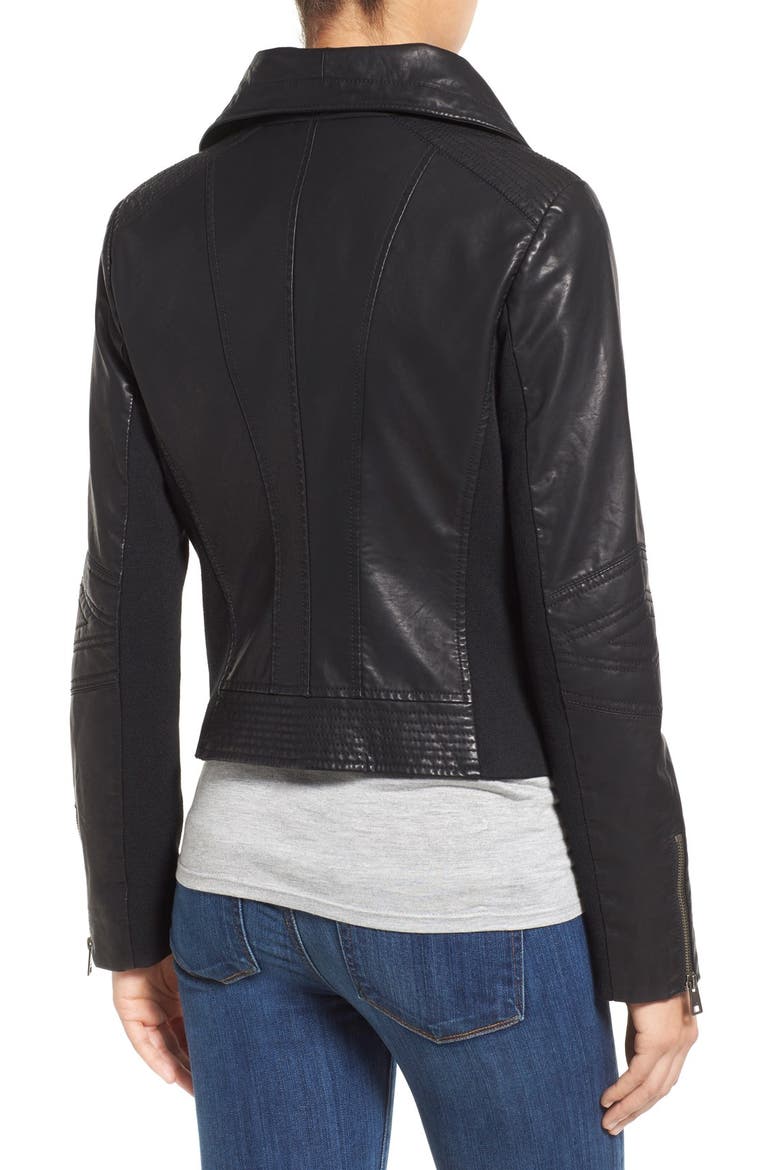 Levi's® Cowl Neck Faux Leather Jacket, Alternate, color, BLACK