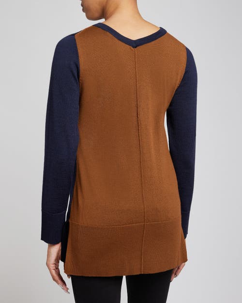 Santorelli Tori Color Block Knit Sweater In Space Blue