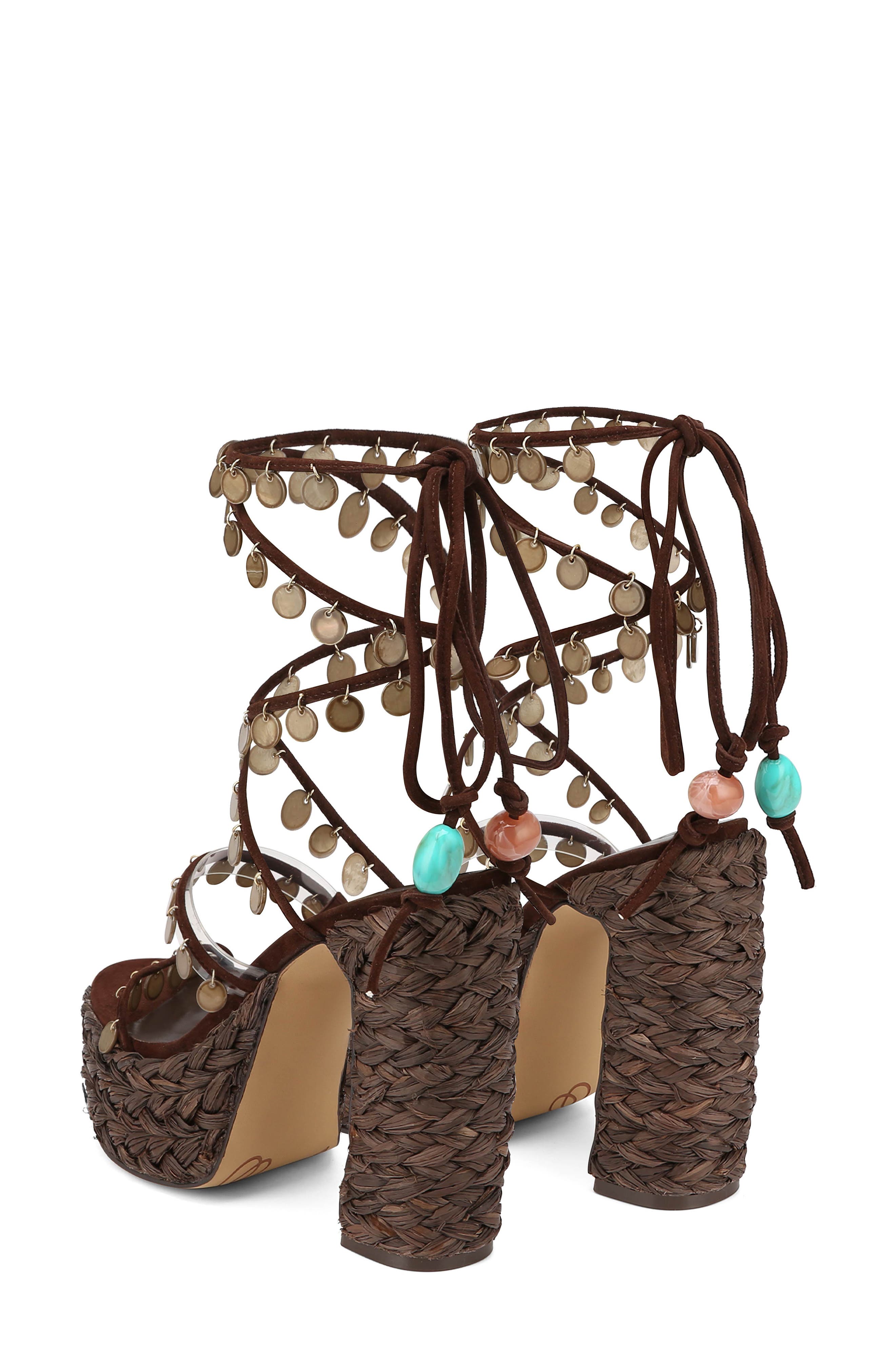 Naked Wolfe Fantastic Ankle Wrap Raffia Platform Sandal, Alternate, color, 