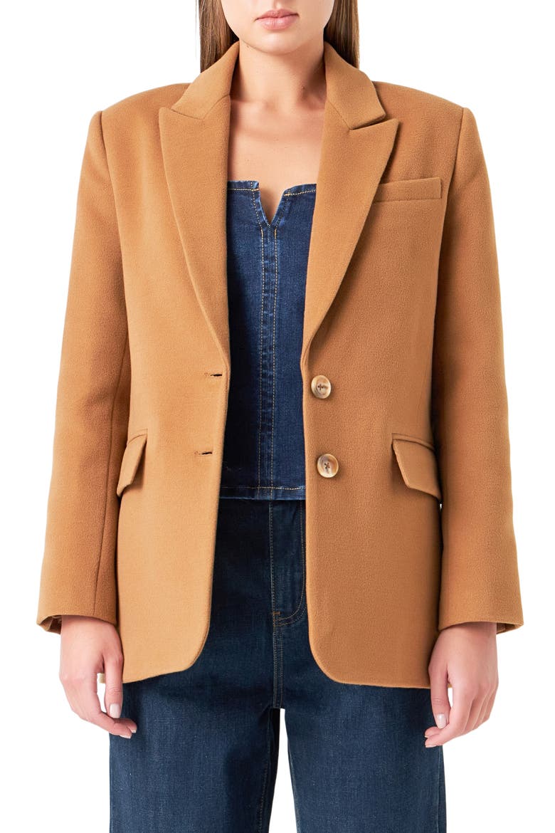 Oversize Single Breasted Blazer, Main, color, BROWN