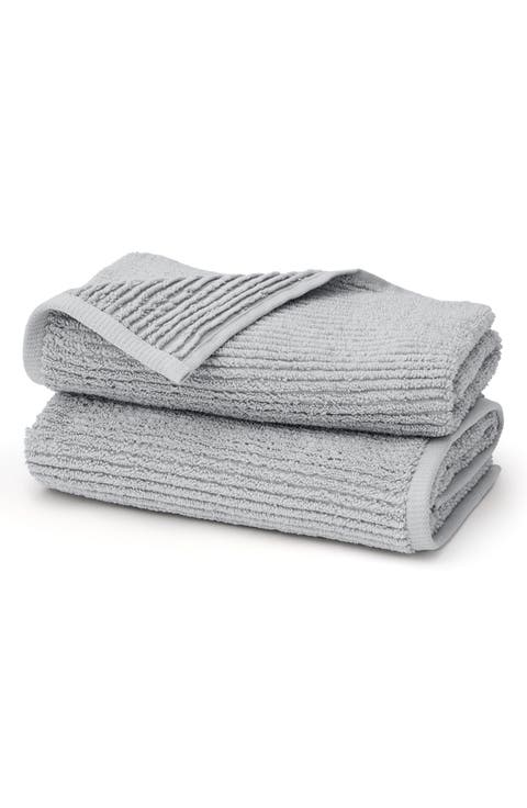 Set of 2 Ribbed Organic Cotton Hand Towels