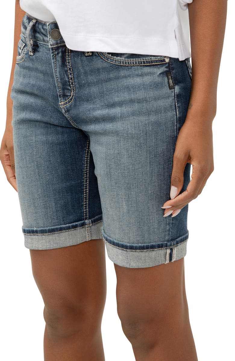 Silver Jeans Co. Suki Curvy Stretch Bermuda Denim Shorts, Alternate, color,