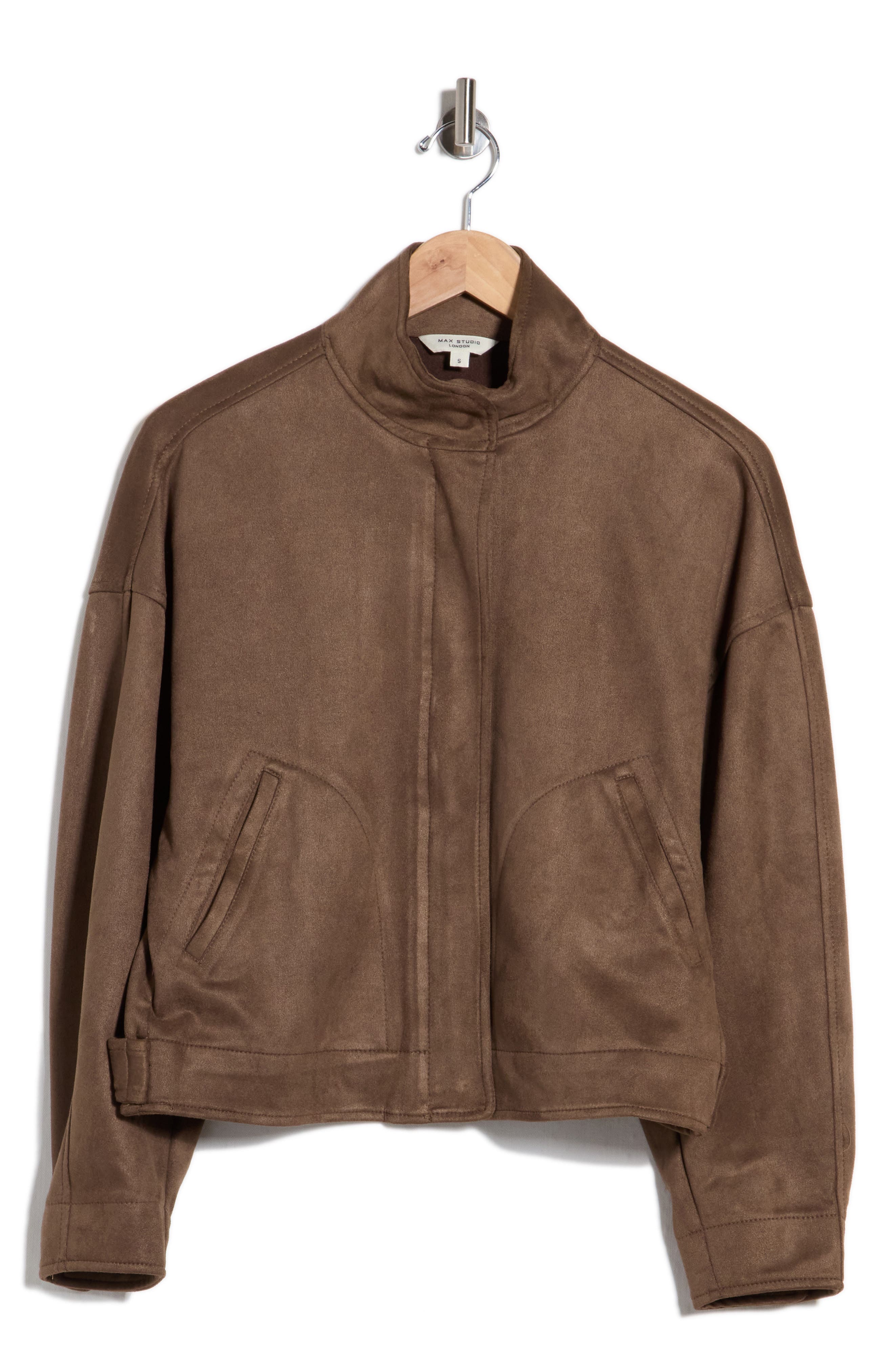 Faux Suede Full Zip Jacket