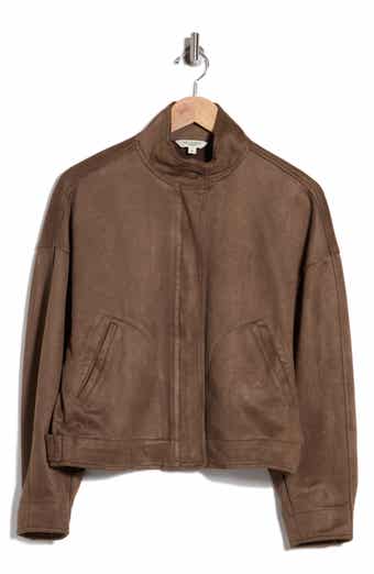 Faux Suede Full Zip Jacket