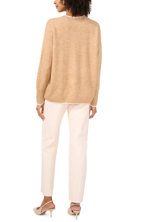 Vince Camuto Contrast Trim Crewneck Sweater In Neutral