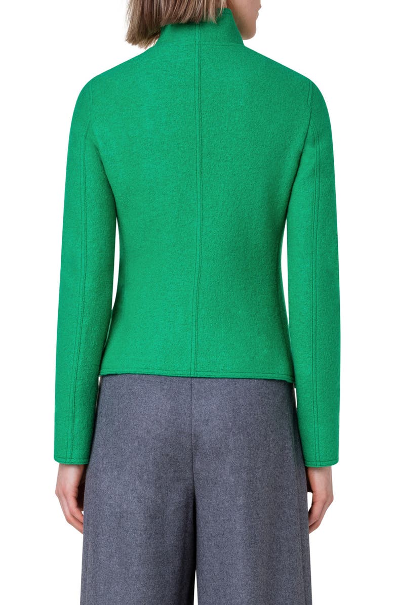 Akris punto Felted Wool Moto Jacket, Alternate, color, 005 Tech Green