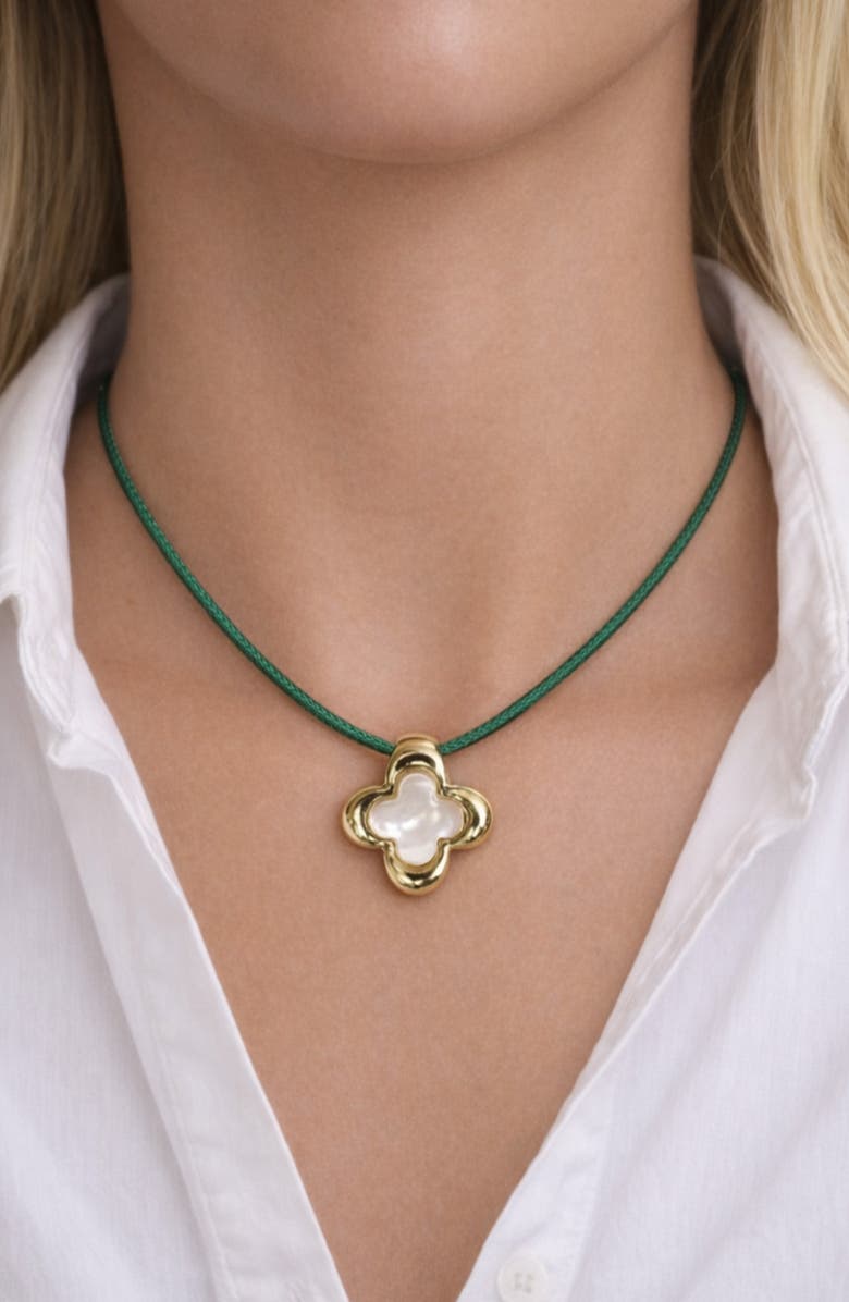 ARGENTO VIVO Mother-of-Pearl Clover Cord Necklace, Alternate, color, Gold
