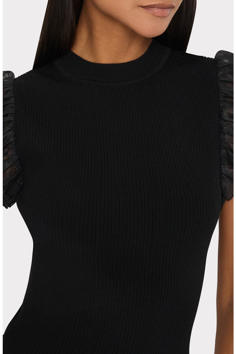Chiffon Flutter Sleeve Top, Alternate, color, BLACK