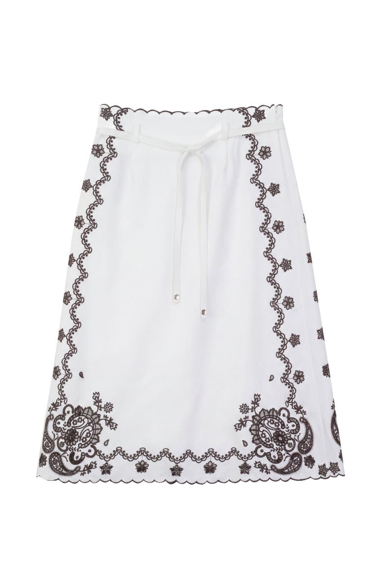 Aspect A-Line Embroidered Scalloped Hem Skirt, Main, color, White