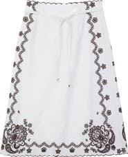 Aspect A-Line Embroidered Scalloped Hem Skirt